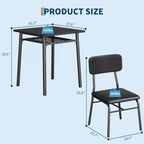 3-Piece Dining Set for 2 with Storage Rack  Metal Frame Square Table & Upholstered Chairs, Space-Saving Apartment Kitchen Set