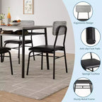 3-Piece Dining Set for 2 with Storage Rack  Metal Frame Square Table & Upholstered Chairs, Space-Saving Apartment Kitchen Set