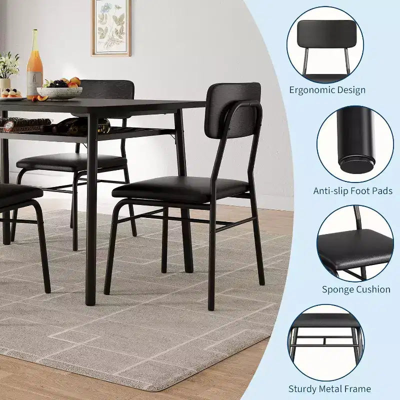 3-Piece Dining Set for 2 with Storage Rack  Metal Frame Square Table & Upholstered Chairs, Space-Saving Apartment Kitchen Set