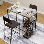 Counter-Height Dining Set for 2 with Storage Shelves  Bistro Table & Upholstered Chairs, Space-Saving Kitchen Set for Apartments