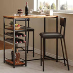 Counter-Height Dining Set for 2 with Storage Shelves  Bistro Table & Upholstered Chairs, Space-Saving Kitchen Set for Apartments