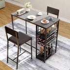 Counter-Height Dining Set for 2 with Storage Shelves  Bistro Table & Upholstered Chairs, Space-Saving Kitchen Set for Apartments