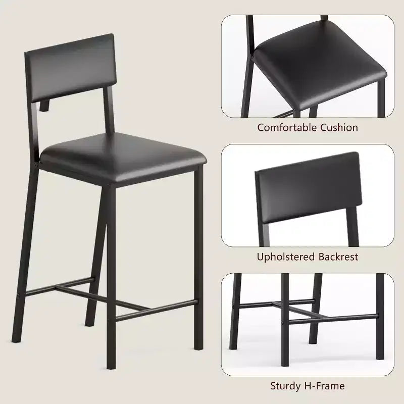 Counter-Height Dining Set for 2 with Storage Shelves  Bistro Table & Upholstered Chairs, Space-Saving Kitchen Set for Apartments