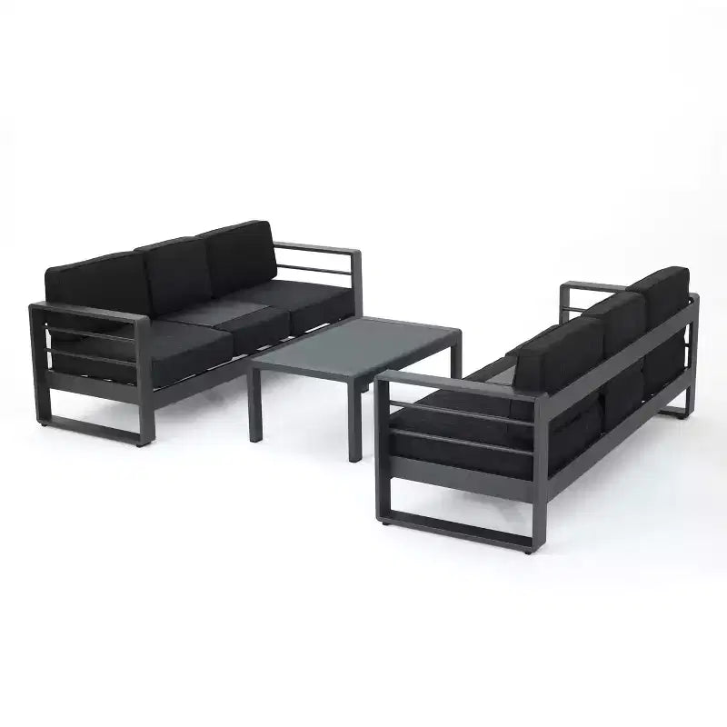 Christopher Knight Home Tiffany Outdoor Modern 6 Seater Aluminum Frame Sofa Set with Coffee Table