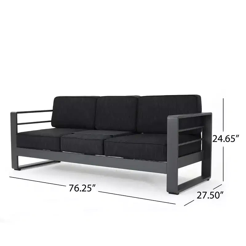 Christopher Knight Home Tiffany Outdoor Modern 6 Seater Aluminum Frame Sofa Set with Coffee Table