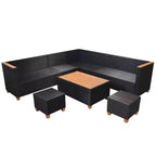 vidaXL tuinmeubelset, 7-delig, zwart poly-rattan, groot