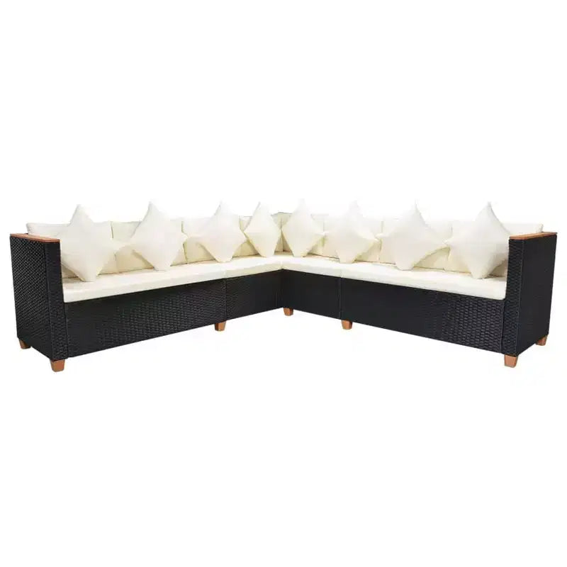 vidaXL tuinmeubelset, 7-delig, zwart poly-rattan, groot