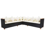 vidaXL tuinmeubelset, 7-delig, zwart poly-rattan, groot