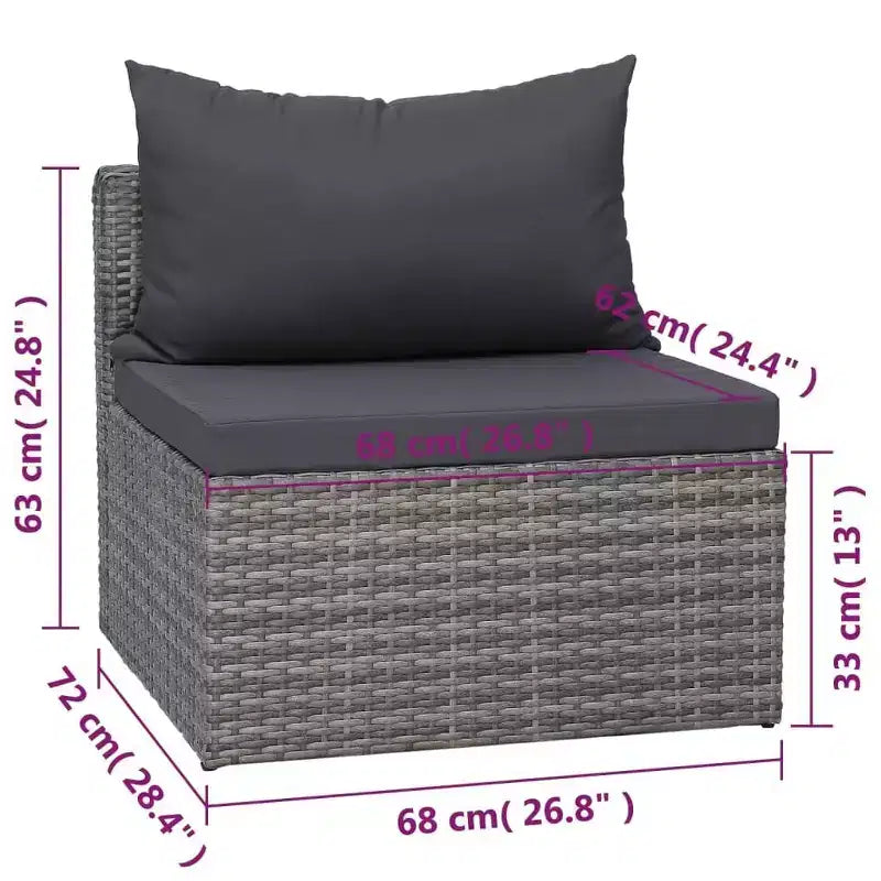 vidaXL loungeset voor de patio, modulaire hoekbanken voor buiten met kussens, poly-rattan