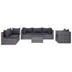 vidaXL loungeset voor de patio, modulaire hoekbanken voor buiten met kussens, poly-rattan