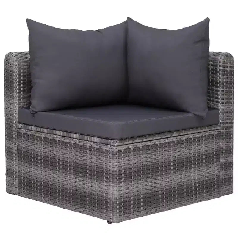 vidaXL loungeset voor de patio, modulaire hoekbanken voor buiten met kussens, poly-rattan