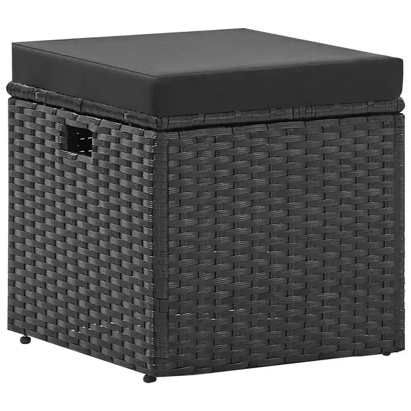 vidaXL grote tuinset met bank, zwart PE-rattan, gepoedercoat staal en glas