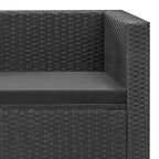 vidaXL grote tuinset met bank, zwart PE-rattan, gepoedercoat staal en glas