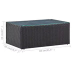 vidaXL grote tuinset met bank, zwart PE-rattan, gepoedercoat staal en glas