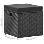 vidaXL grote tuinset met bank, zwart PE-rattan, gepoedercoat staal en glas