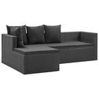 vidaXL grote tuinset met bank, zwart PE-rattan, gepoedercoat staal en glas