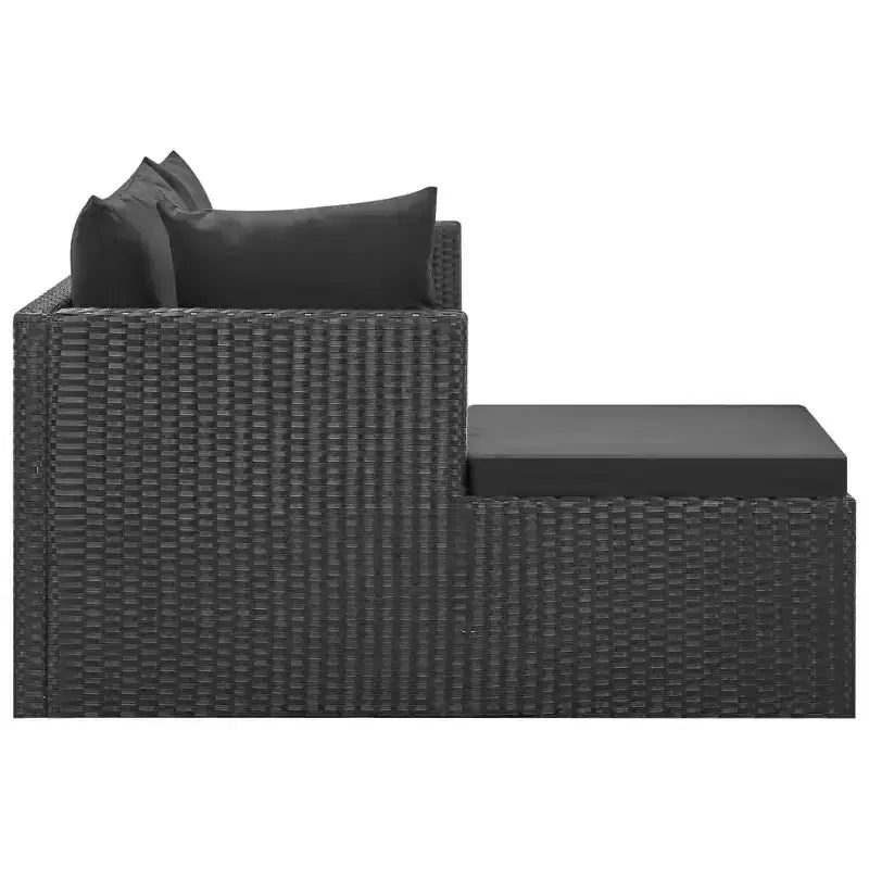 vidaXL grote tuinset met bank, zwart PE-rattan, gepoedercoat staal en glas