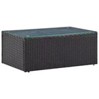 vidaXL grote tuinset met bank, zwart PE-rattan, gepoedercoat staal en glas