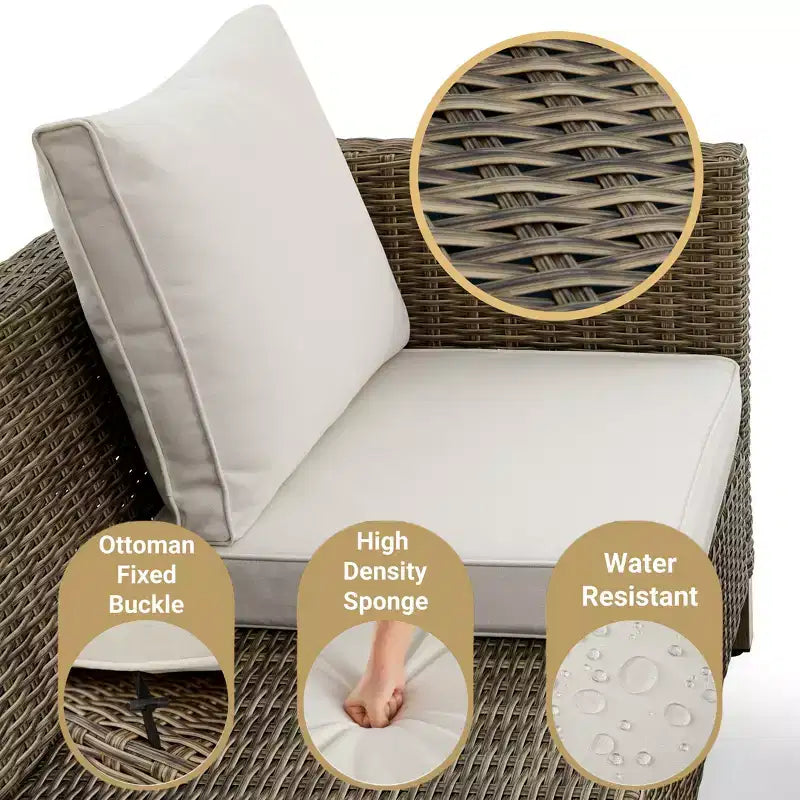 7-delige loungeset voor buiten met draaistoelen en salontafel