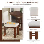 ModernLuxe 6 Piece Extendable Dining Table Set for 6, Traditional Dining Set Kitchen Table Set with 4 Upholstered Dining Chair & Bench, Espresso+Beige