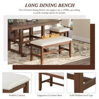 ModernLuxe 6 Piece Extendable Dining Table Set for 6, Traditional Dining Set Kitchen Table Set with 4 Upholstered Dining Chair & Bench, Espresso+Beige