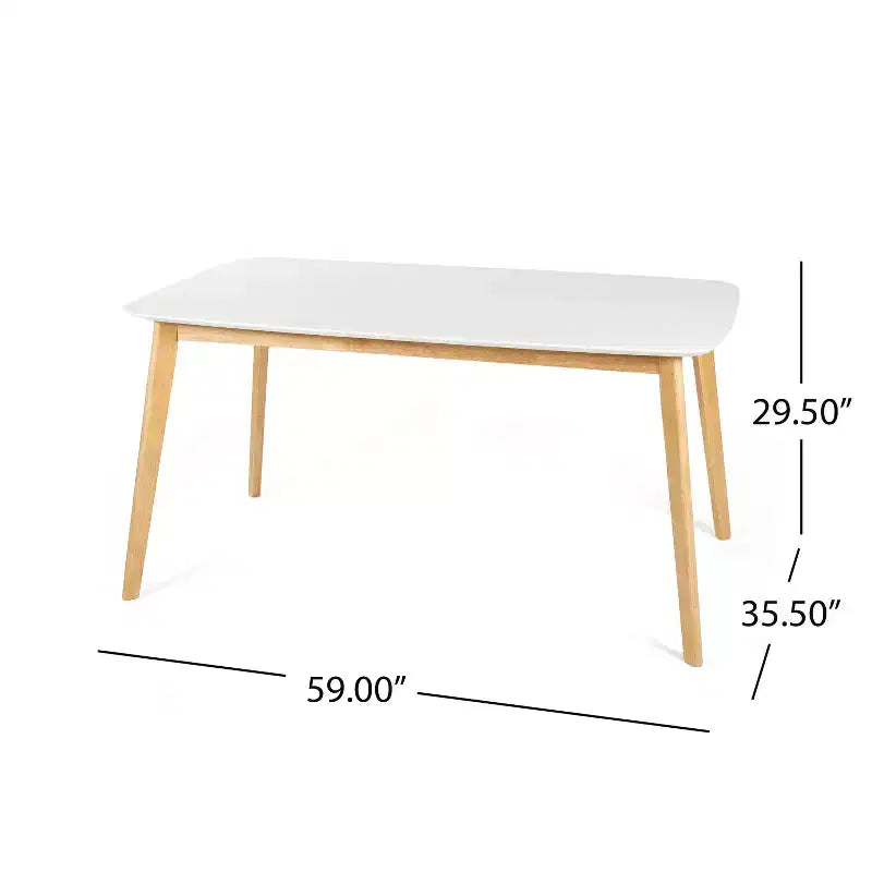 Christopher Knight Home Ishar 5 Piece Mid-Century Modern Rubberwood Dining Set with Upholstered Chairs