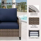 EAGLE PEAK loungeset voor buiten van wicker, 2 stoelen, 3-zits loveseat en salontafel, 4-delig