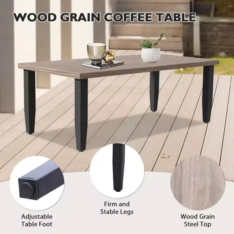 EAGLE PEAK loungeset voor buiten van wicker, 2 stoelen, 3-zits loveseat en salontafel, 4-delig