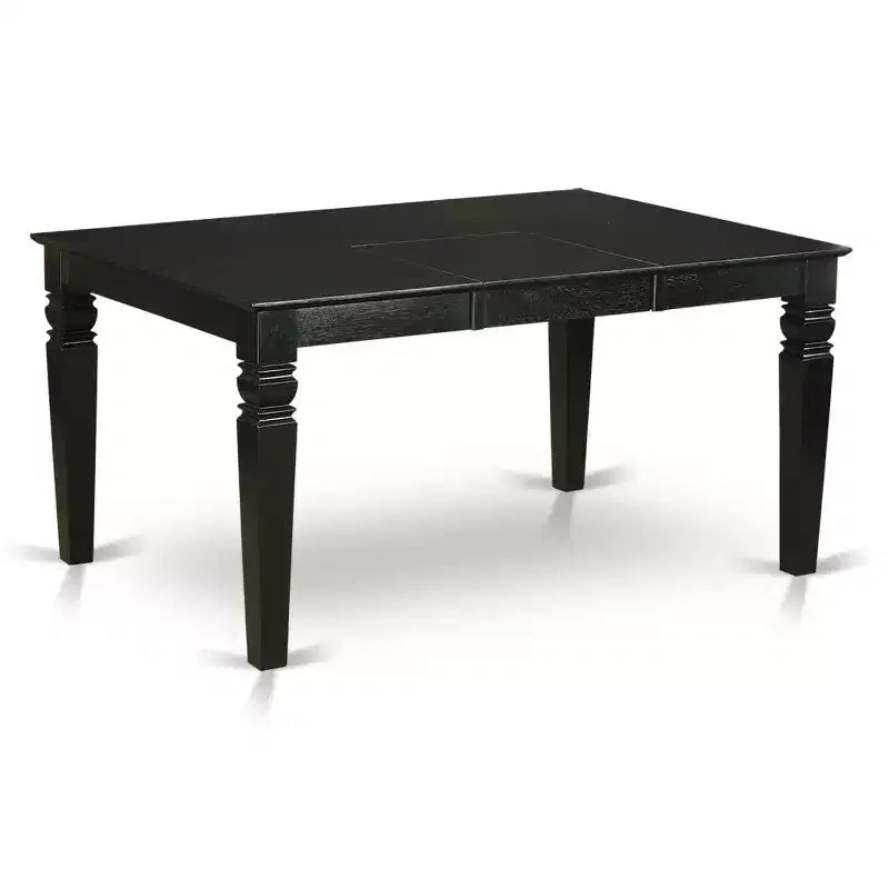 HomeStock 7 Piece Rectangle Dining Set Black Shitake Linen Fabric