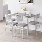 5 Piece Dining Table Set for 4, Compact Square Table Chairs, Sturdy MDF Top, Metal Frame, Space-Saving Breakfast Set