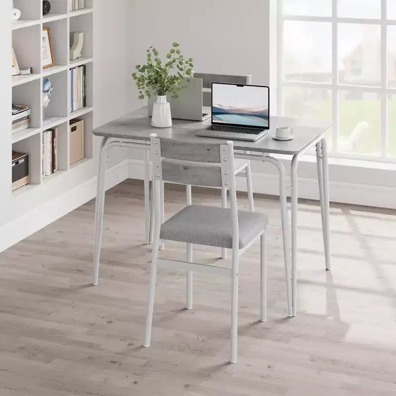 5 Piece Dining Table Set for 4, Compact Square Table Chairs, Sturdy MDF Top, Metal Frame, Space-Saving Breakfast Set