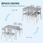 5 Piece Dining Table Set for 4, Compact Square Table Chairs, Sturdy MDF Top, Metal Frame, Space-Saving Breakfast Set