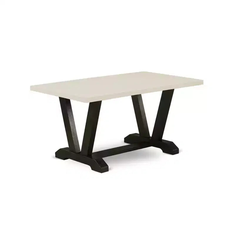 HomeStock Belmont 7-Piece Dining Set Includes 6 Kitchen Chairs with Upholstered Seat and High Back and a Rectangular Kitchen Table - Black Finish