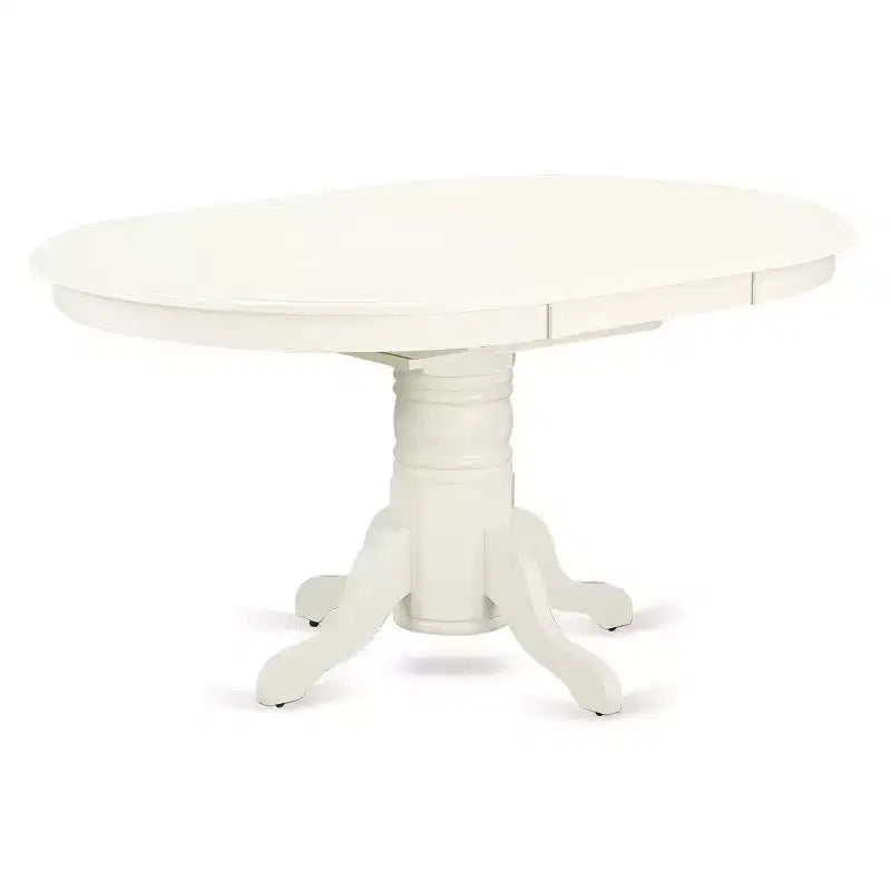 HomeStock Belmont 7-delige keukentafelset – 6 eetkamerstoelen met houten zitting, keukentafel met vlinderblad – linnenwitte afwerking