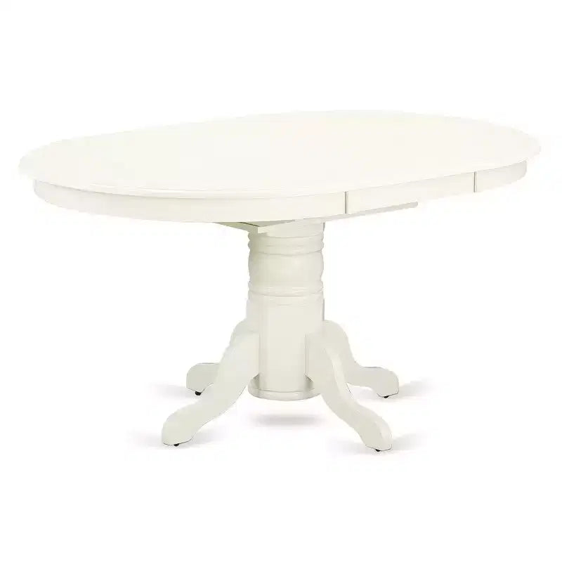 HomeStock Belmont 7-delige keukentafelset – 6 eetkamerstoelen met houten zitting, keukentafel met vlinderblad – linnenwitte afwerking