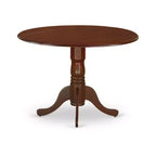 HomeStock Belmont Dining room table set of 4 kitchen chairs with Linen Fabric Light Sable color and a dining table with Mahogany Finish