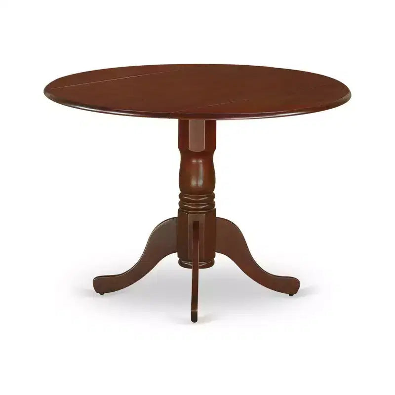 HomeStock Belmont Dining room table set of 4 kitchen chairs with Linen Fabric Light Sable color and a dining table with Mahogany Finish