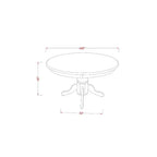 HomeStock Belmont 5-delige Keukentafel- en Stoelenset, Inclusief Ronde Eetkamertafel, Voetstuk, 4 Stoelen met Zittingen van Massief Hout, 42x42 Inch, Linnenwit