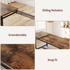 Farmhouse Extendable Dining Table Set for 4/ 6, Large Dining Table Set with Two Upholstered Benches, for Home, Dining room Rustic Brown