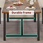 Farmhouse Extendable Dining Table Set for 4/ 6, Large Dining Table Set with Two Upholstered Benches, for Home, Dining room Rustic Brown