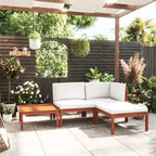 vidaXL Solid Acacia Wood 4-Piece Patio Lounge Set, Durably Constructed and Weather-Resistant with Cream Cushions for Ultimate Comfort