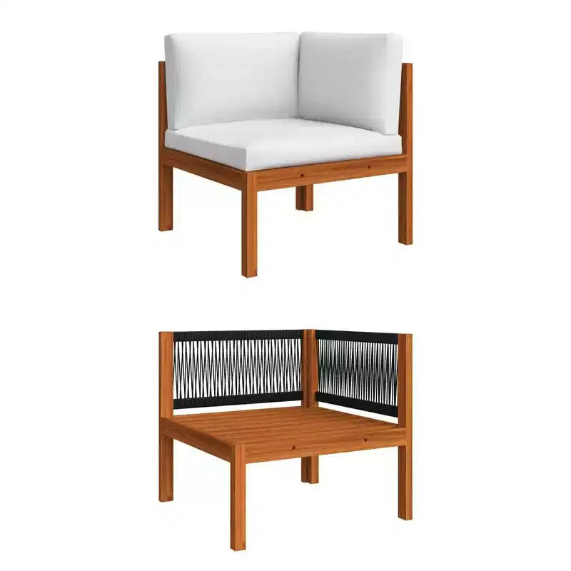 vidaXL Solid Acacia Wood 4-Piece Patio Lounge Set, Durably Constructed and Weather-Resistant with Cream Cushions for Ultimate Comfort