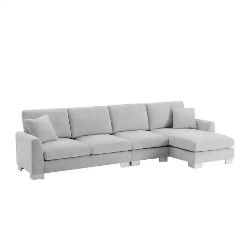4 Seat Modular Convertible Sectional Sofa Set, Upholstered Sleeper Corner Couch, Deep-Seat Loveseat with Ottoman for Living Room, Office, Apartment