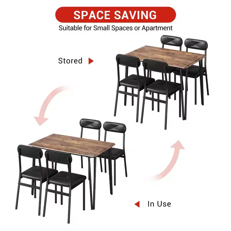 Dining Table for 4,Small Table & Chairs Set of 4,Square Dinette Set for 4,5 Piece Kitchen & Dining Room Sets for Small Space,Apartment,Home Office