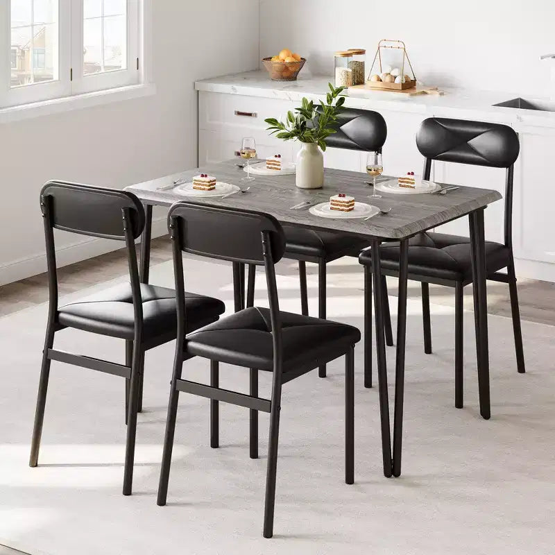 Dining Table for 4,Small Table & Chairs Set of 4,Square Dinette Set for 4,5 Piece Kitchen & Dining Room Sets for Small Space,Apartment,Home Office