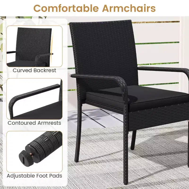 Costway 3 PCS Patio Furniture Set with 2-Tier Table Tempered Glass Tabletop & Soft Cushions White/Black/Brown