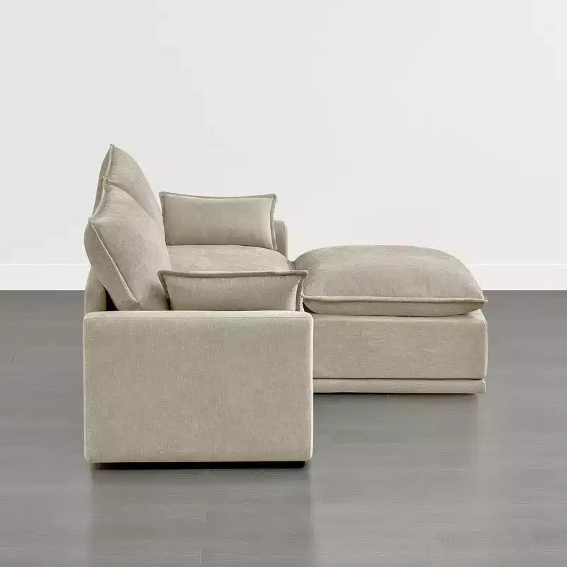 Spruce & Spring Modular Couch Oversized Sectional Sofa for Living Room, Taupe-2PC+Ottoman
