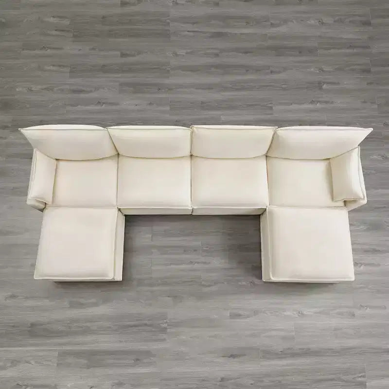 Spruce & Spring Modular Couch Oversized Sectional Sofa for Living Room, Taupe-2PC+Ottoman