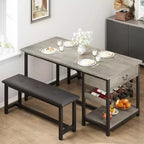 Dining Table Set for 4, Rustic Bar Height Dining Set with Storage & Upholstered Benches, Kitchen Table Set Island Table for Home Bar, Pub