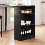 Dining Table Set for 2, Counter Height Kitchen Table & Chairs with Storage Shelves, Bar Table Set w/2 Upholstered Chairs, Dining Room Table Set